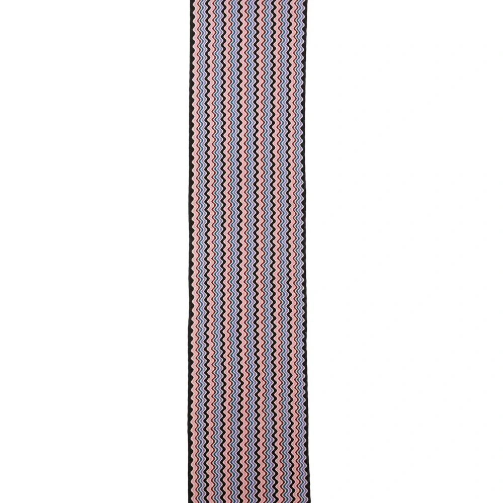 Missoni‎ Multicolor Zigzag Fringe Scarf in Pink, Navy & White